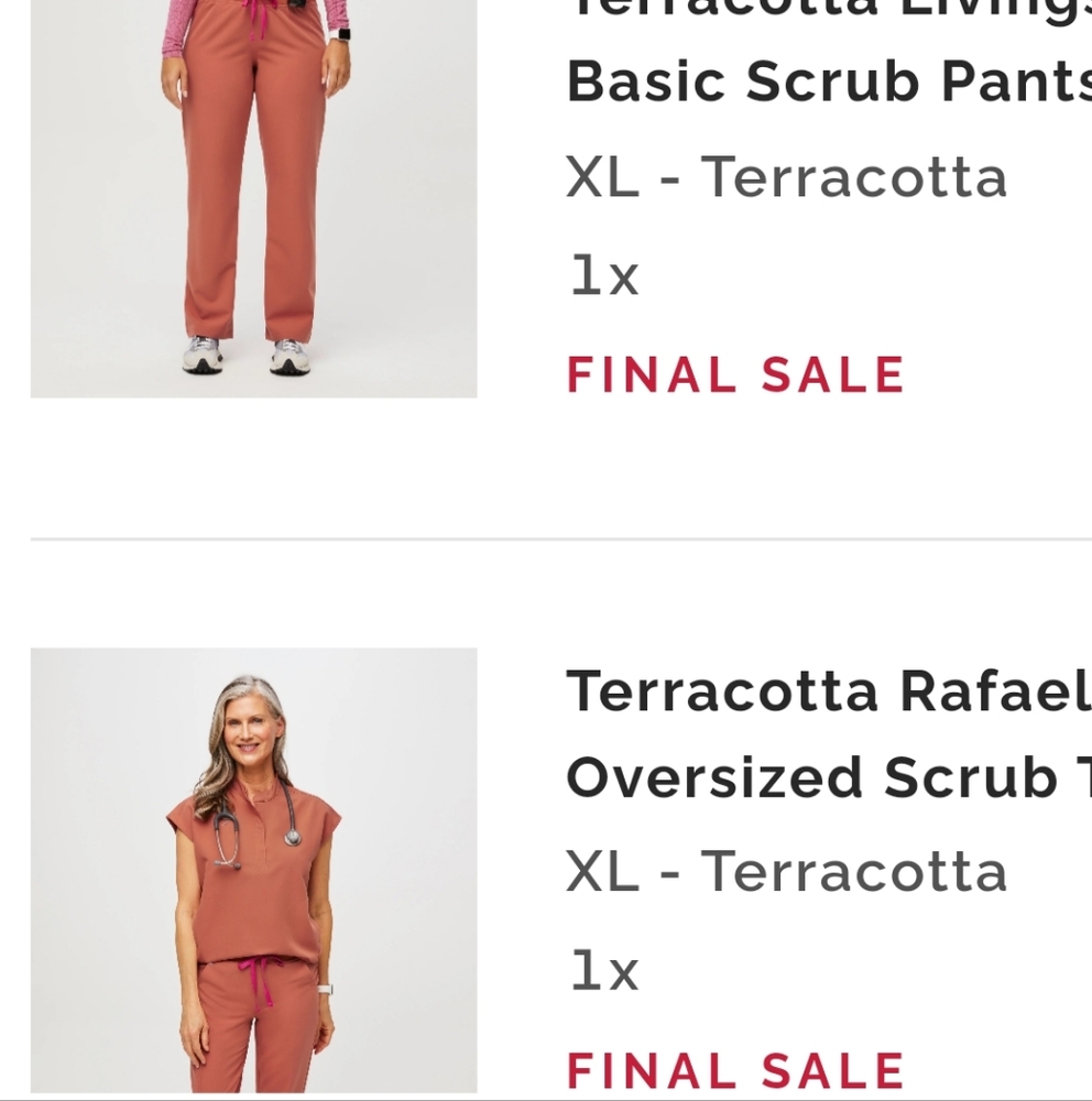Figs Terracotta  Women Scrub Set XL